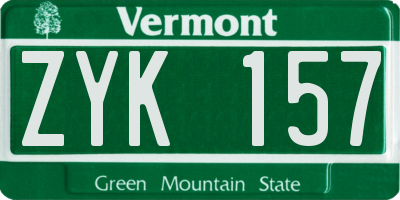 VT license plate ZYK157