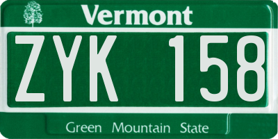 VT license plate ZYK158