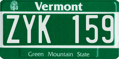 VT license plate ZYK159