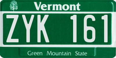 VT license plate ZYK161