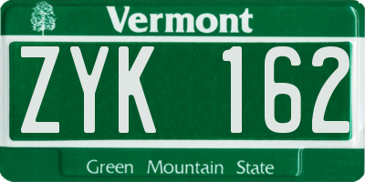 VT license plate ZYK162
