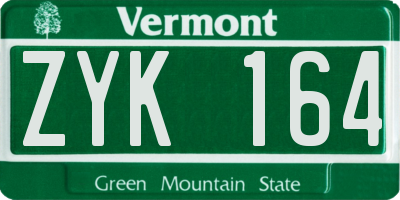 VT license plate ZYK164