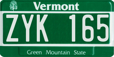 VT license plate ZYK165