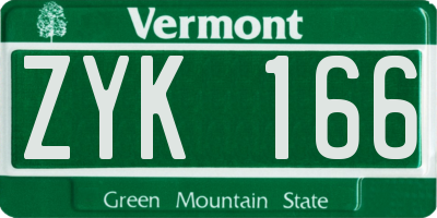 VT license plate ZYK166