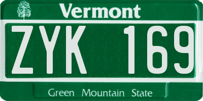 VT license plate ZYK169