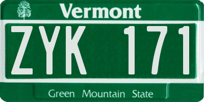 VT license plate ZYK171