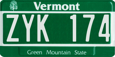 VT license plate ZYK174