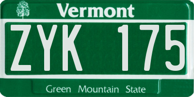 VT license plate ZYK175