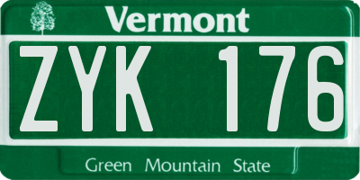 VT license plate ZYK176