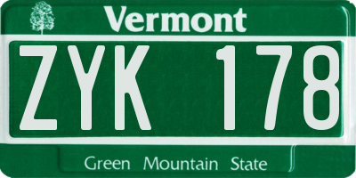 VT license plate ZYK178