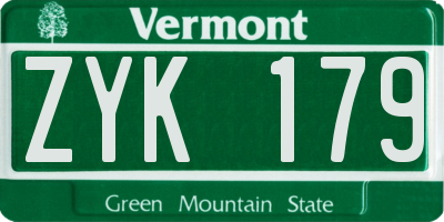 VT license plate ZYK179