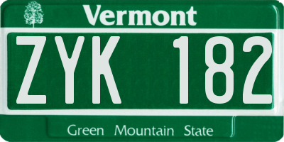 VT license plate ZYK182