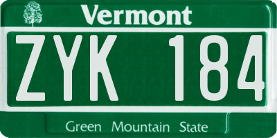 VT license plate ZYK184