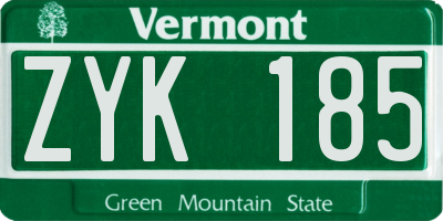 VT license plate ZYK185