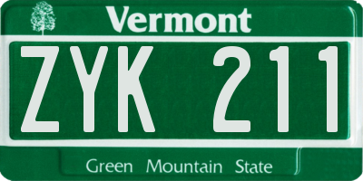 VT license plate ZYK211