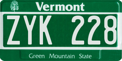 VT license plate ZYK228