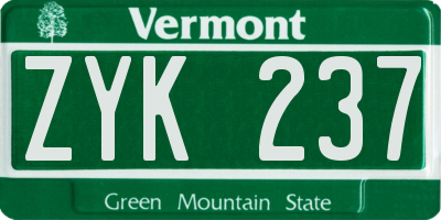 VT license plate ZYK237