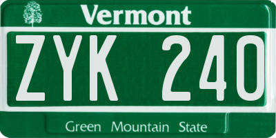 VT license plate ZYK240