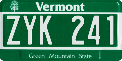 VT license plate ZYK241