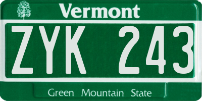 VT license plate ZYK243