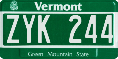 VT license plate ZYK244