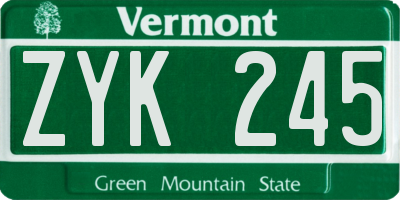 VT license plate ZYK245