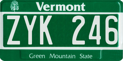 VT license plate ZYK246