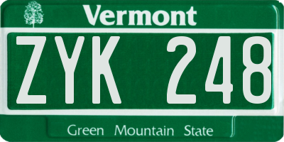 VT license plate ZYK248