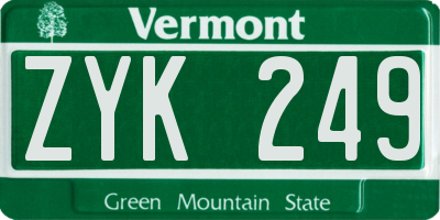 VT license plate ZYK249