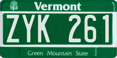 VT license plate ZYK261
