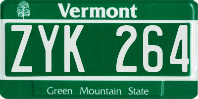 VT license plate ZYK264