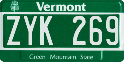 VT license plate ZYK269