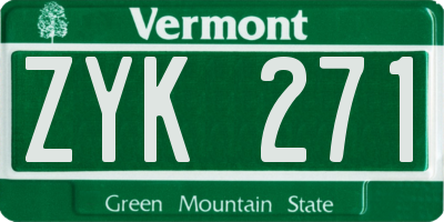 VT license plate ZYK271