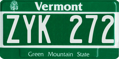 VT license plate ZYK272