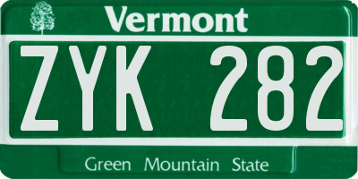 VT license plate ZYK282