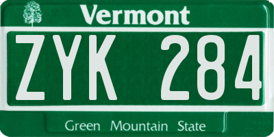 VT license plate ZYK284