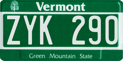VT license plate ZYK290
