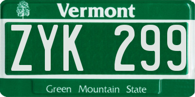 VT license plate ZYK299