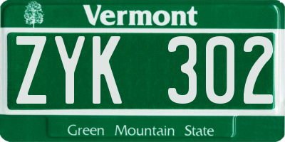 VT license plate ZYK302