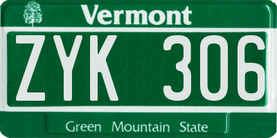 VT license plate ZYK306