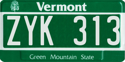 VT license plate ZYK313