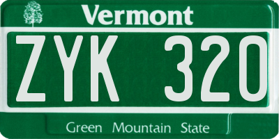 VT license plate ZYK320