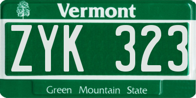 VT license plate ZYK323