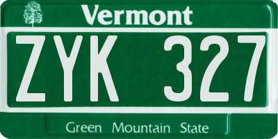 VT license plate ZYK327
