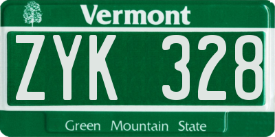 VT license plate ZYK328