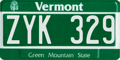 VT license plate ZYK329