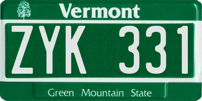 VT license plate ZYK331
