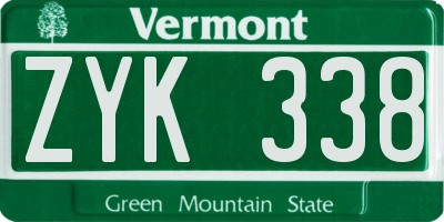 VT license plate ZYK338