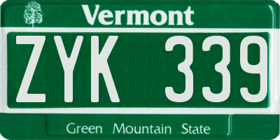 VT license plate ZYK339