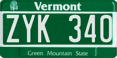 VT license plate ZYK340